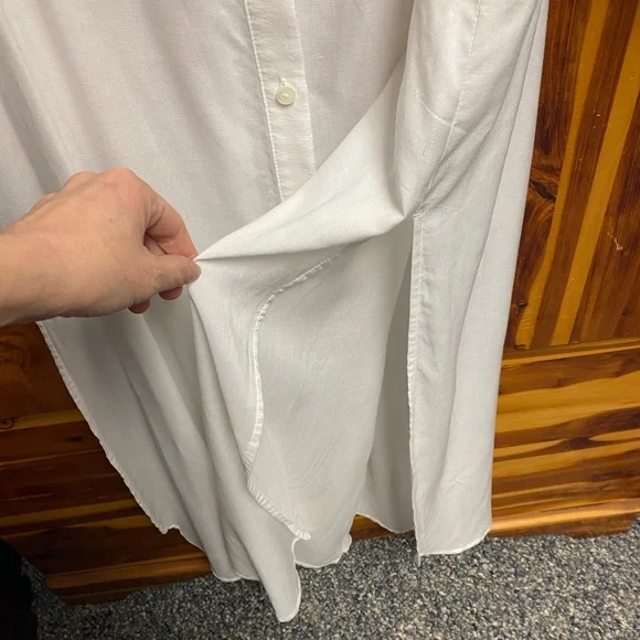 DKNY White Rayon Button-Front Shirt - Picture 8 of 9